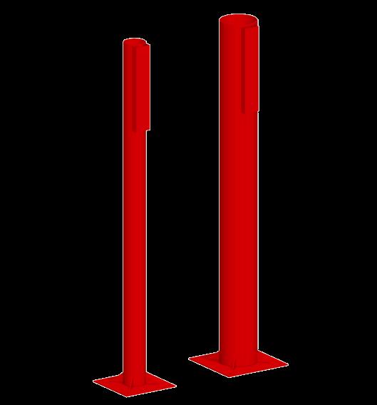 CEPRO COLUMNS CONSTRUCTION Columns Made from round tube Prepared for moutingplate Finished in red-lead Made with a footplate