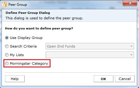 7. The Peer Group dialog box will appear.