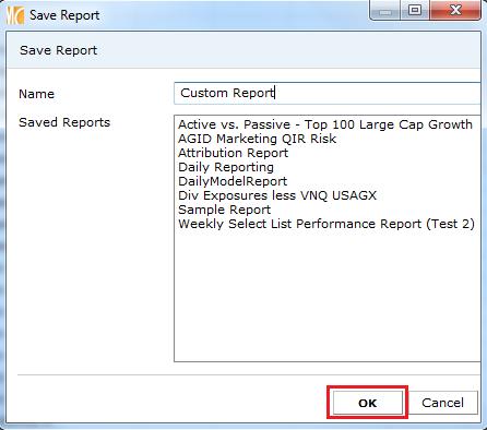 Name your report and click OK to