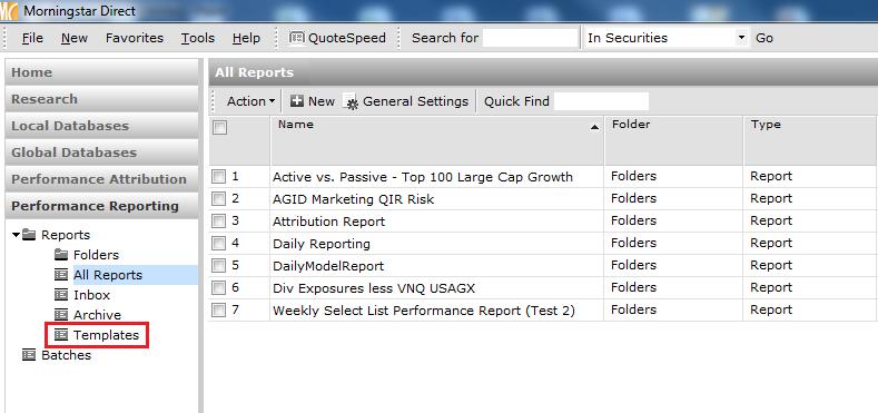 Create a Performance Report with a Morningstar Template 1.