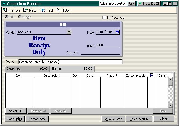 Inventory Receiving Inventory Figure 3-20 Enter the Vendor name in the Create Item Receipts window Step 4.
