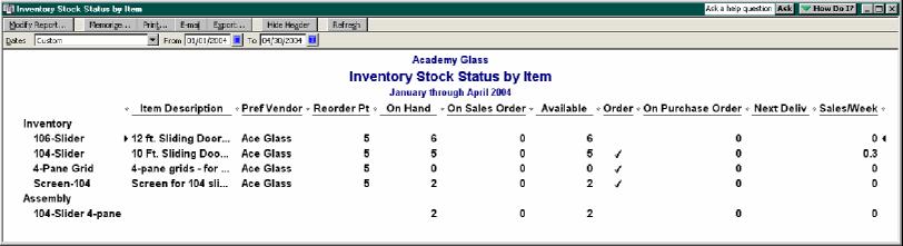In addition, this report gives you information about your inventory turnover, showing a column for sales per week. Step 1.