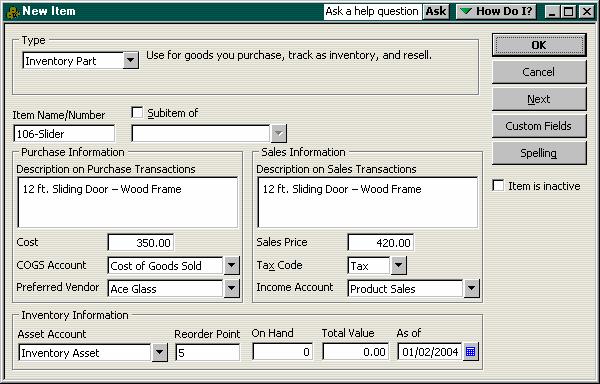 Inventory Setting up Inventory Items The accounting behind the scenes: When you purchase inventory, QuickBooks increases (debits) the Inventory Asset account by the amount of the purchase price.