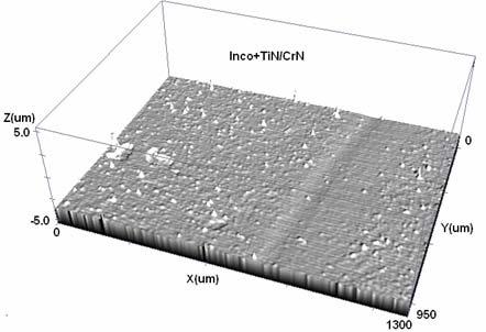 Inco+TiN/CrN wear track TiN/CrN coating topography