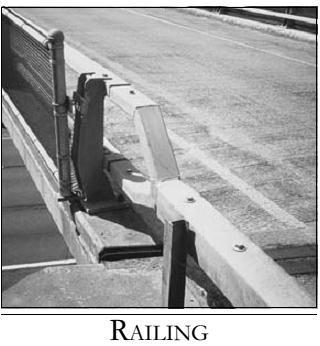 5. Railing Loads The portion of slab which resists loads induced by railing posts varies depending on whether a parapet is