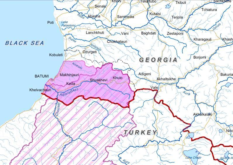Results of the Selection Process: Georgia The Chorokhi-Adjaristskali Basin District is selected as the project pilot area in Georgia It includes the Georgian part of the Chorokhi trans-boundary