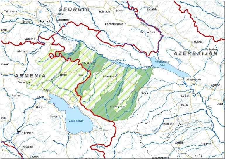Results of the Selection Process: Azerbaijan The right tributaries of the Central Kura, starting from the Georgian border before the Mingechavir reservoir, including four major watersheds of the