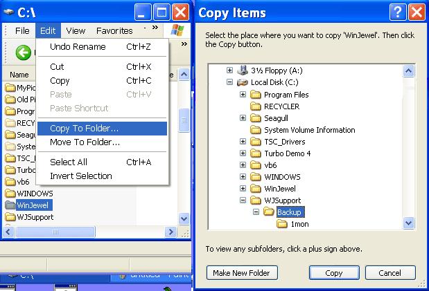 Write-able CD drives require additional processes that prevent the WinJewel copy process from saving directly to the CD (through WinJewel REPORTS, BACKUP).