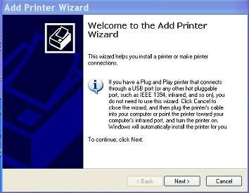 Go to Windows "Printer and Faxes" to install the