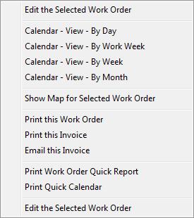Work Order in Calendar View The Service Dispatch calendar view presents an alternative Outlook calendar style view of the work orders entered.