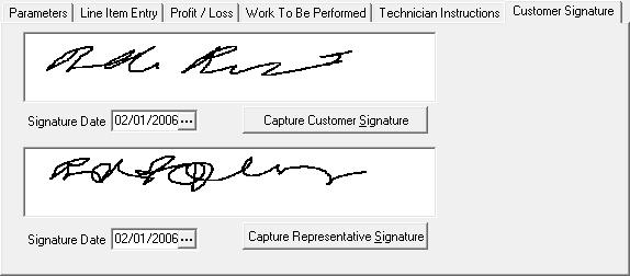 Estimate Signatures If using a laptop or tablet pc, the customer and your representative can sign the estimate digitally. The signatures can be printed on the printed estimate.