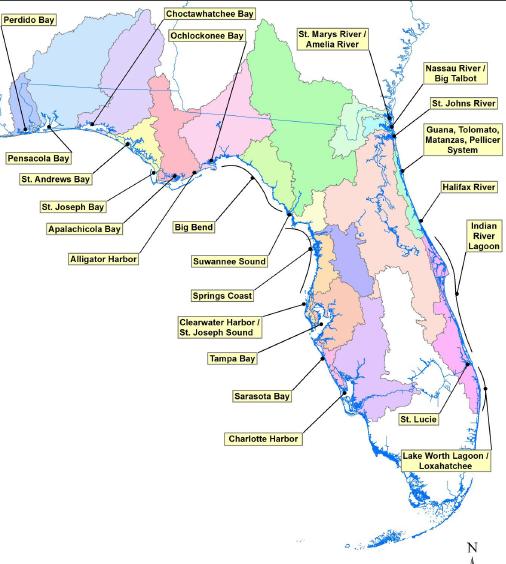 Estuary Schedule South Florida estuaries adopted by the State and approved by EPA TMDLs approved by the state (December 8, 2011) and under review by EPA Panhandle