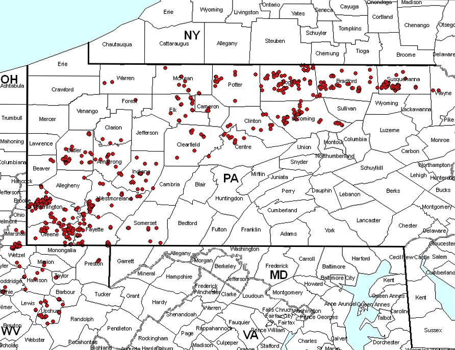 WV & PA DRILLED MARCELLUS WELLS (as of September 30, 2009)