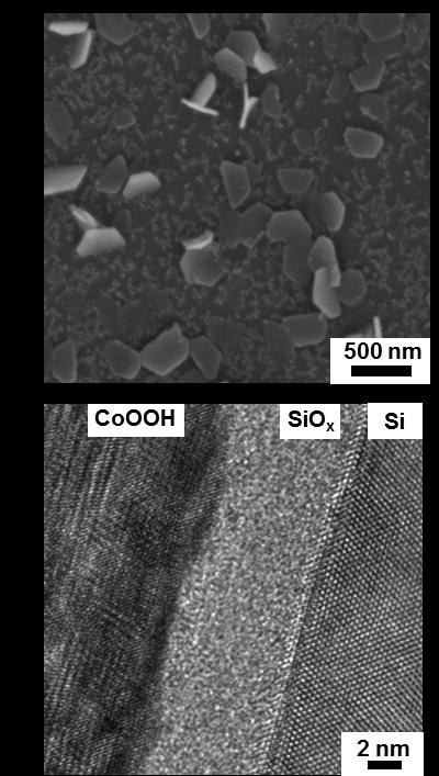 Figure S8 Characterization of an n-si/sio x /Co/CoOOH photoanode after device failure.
