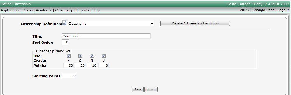 Click Save to delete the Defined Citizenship Items After all the Defined Citizenship Items have been deleted: To delete the Defined Citizenship Definition Template: