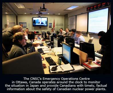 CNSC Response CNSC took action immediately to: Activate Emergency Operations Centre on 3 rd floor Slater (11-March) Staff Nuclear Emergency Organization in accordance with CNSC Emergency Response
