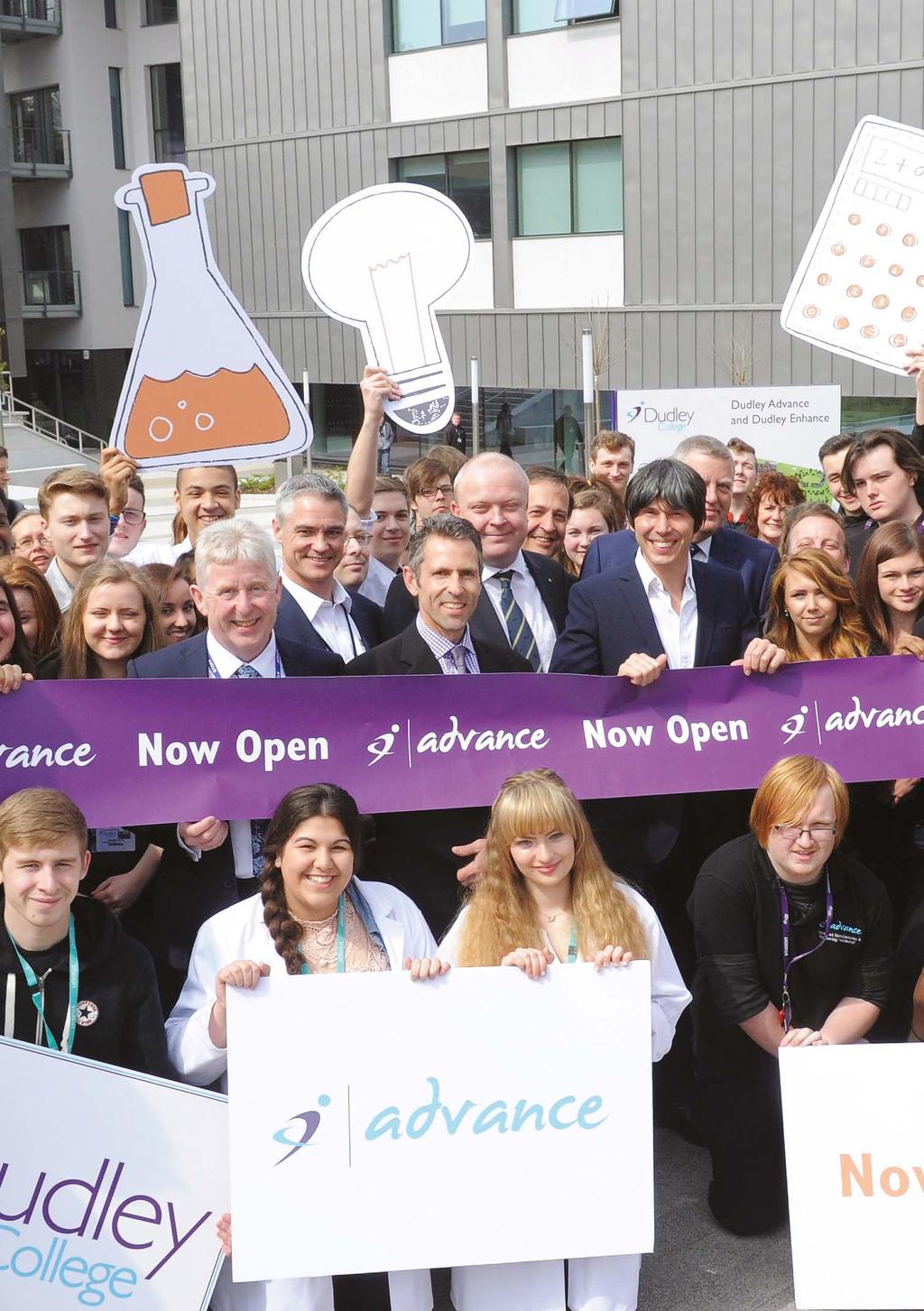 Students and staff join Professor Brian Cox OBE at the official opening of Dudley Advance I.