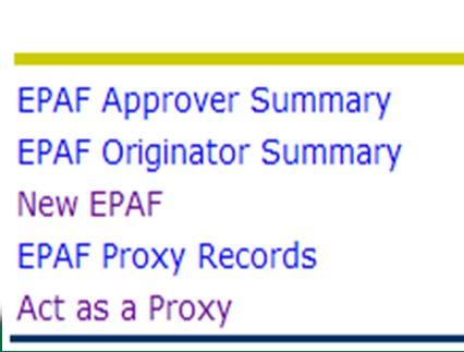 EPAF Approver Summary: View EPAFs that have the Approver listed in the Approval Queue.
