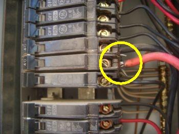Bare wire sticking out of breaker