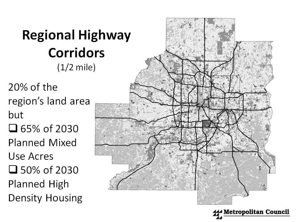 Planned Land Uses along Highway Corridors Highway corridors act as magnets for the region s mixed-use development and higher-density housing by 2030.
