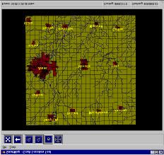 Figure 6. User Interface for Automated Location System User Interface Menu Main Map Window Map Coordinate Information Five of the six buttons provide functionality for manipulating the map.