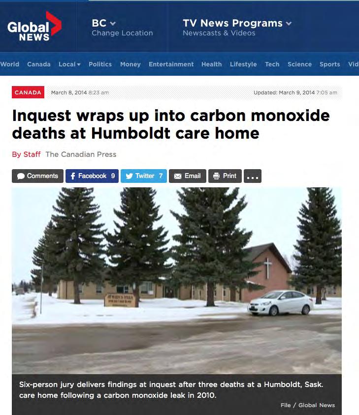 Carbon Monoxide (CO) CO exposure incident in Humboldt, SK