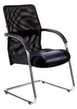 Visitors chair Split leather on seat with mesh back Chrome integrated