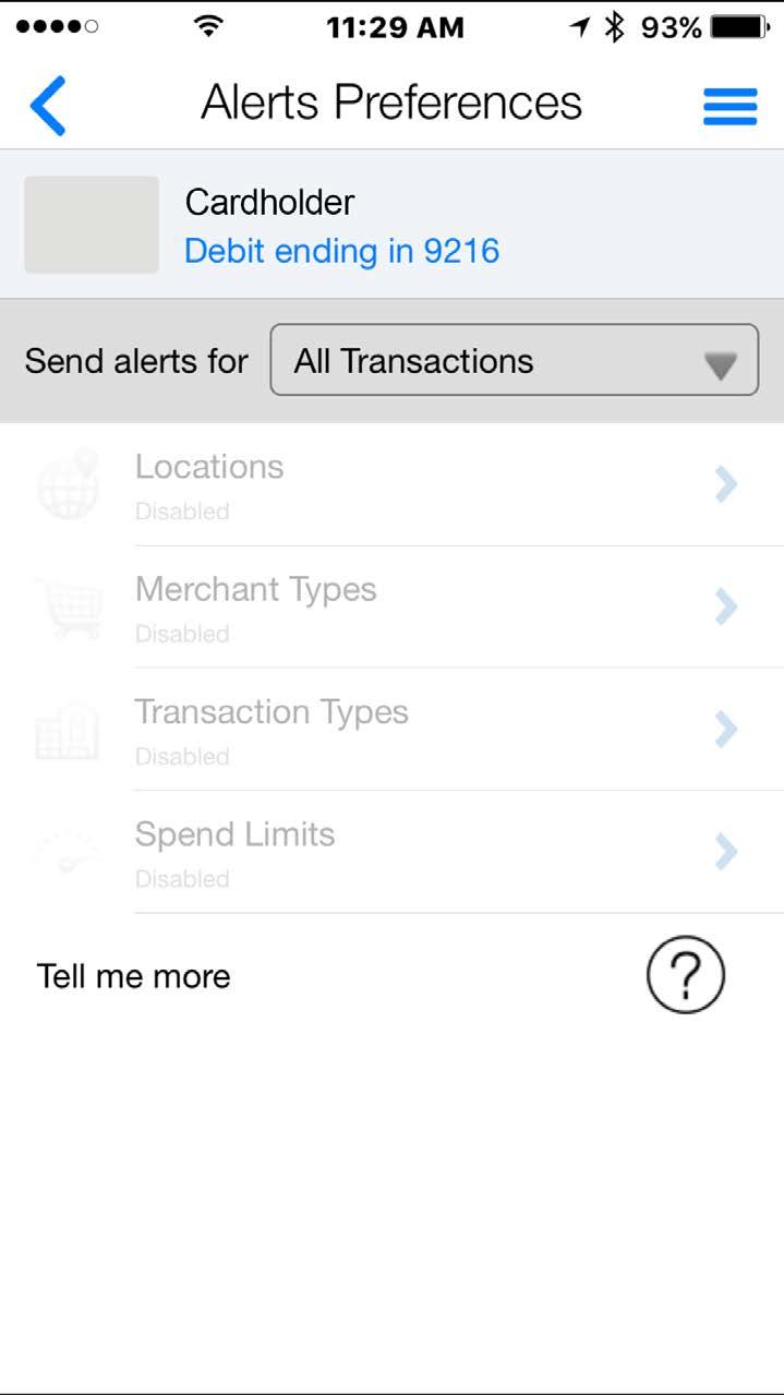 Take a tour and get acquainted with the Alert Preferences first. Review the alert options and decide if you would like to receive alerts on all transactions or specific purchases.