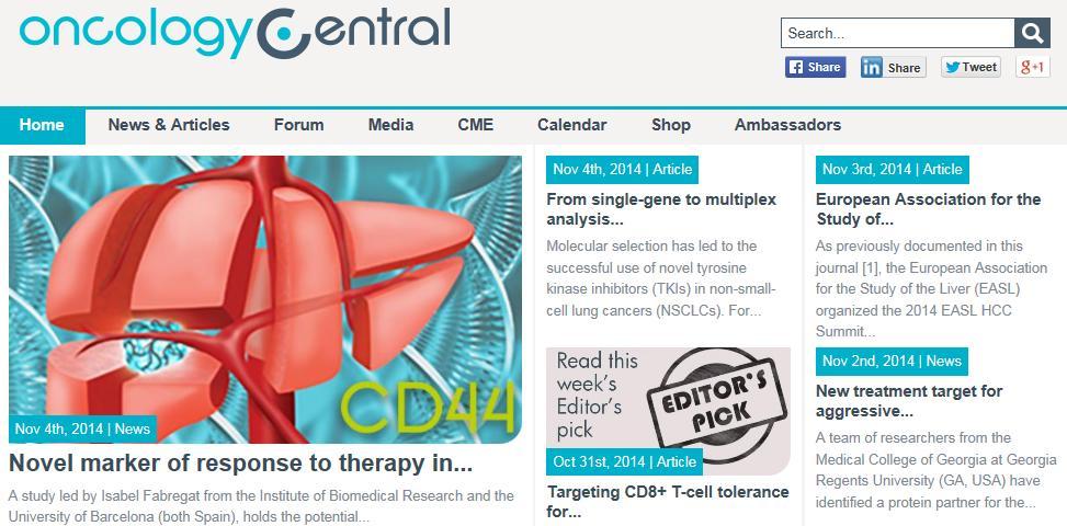 Specifically designed to enhance comprehension and aid learning Oncology Central is an online resource powered by Future Science Group and provides: Help for members to stay up-to-date with industry