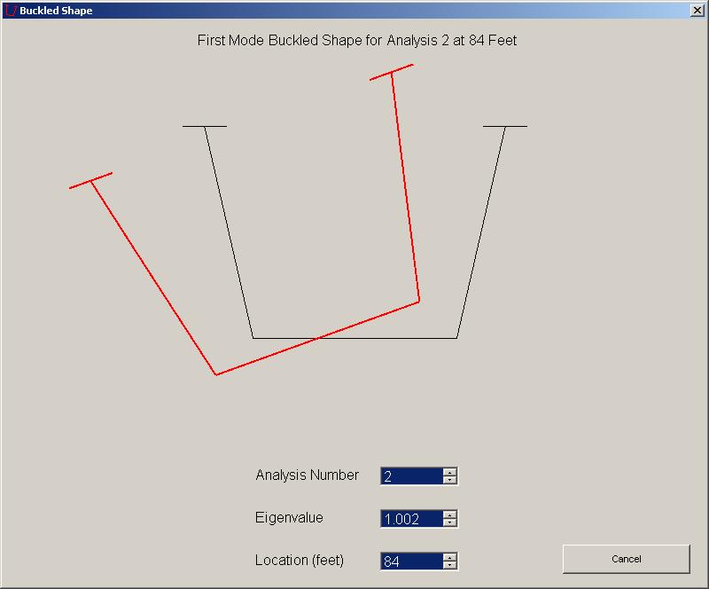 Figure 28 Buckled Shape form Tip: In the Buckled Shape form shown in Figure 28 above, the user can select the analysis number and eigenvalue desired, then click in the Location scroll box and hold