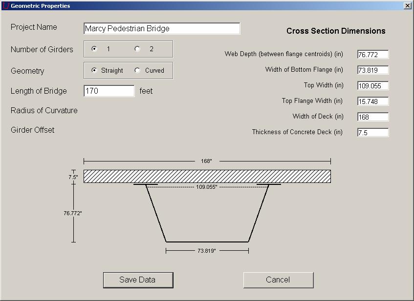 Tip: Since the web depth is defined as the distance between flange centroids, it will change with changes in the flange thicknesses.