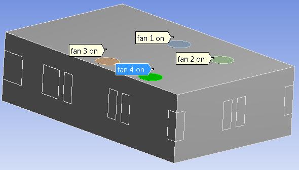 Fig. 2 (d) design 4 DOE AND RESEARCH METHODOLOGY In present study one computer lab is used for numerical simulation having fan circulation based natural ventilation analysis, DOE was applied to both