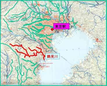 The Tsurumi River basin in Kanagawa Prefecture has seen a much higher population growth rate than the national average Tsurumi