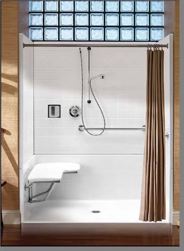 60 SHOWERS These larger products are used in many commercial applications to accommodate walk-up, transfer or