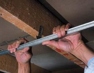 If the existing ceiling is to be retained, Gypframe GL6 Timber Connectors can be bent to form a right-angle and fixed to joists through the retained