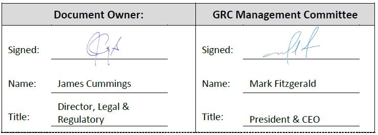 Drug and Alcohol Policy Document Owner: GRC Management Committee Signed: Signed: Name: James Cummings Name: Mark Fitzgerald Title: Director,