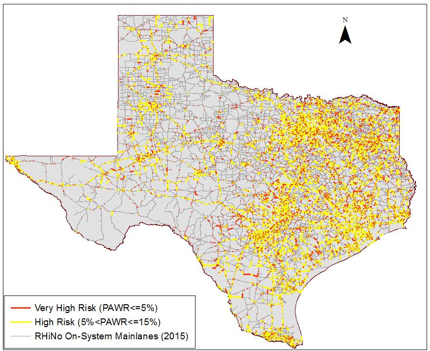 Figure 32. High Risk and Very High Risk Windows. Separate GE layers were developed for each TxDOT district.
