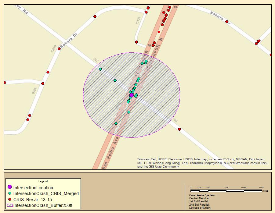 Crash Data Based on the 264 sample intersections, researchers performed a spatial analysis to identify the possible intersection-related crashes using three years of crash data (2013 2015) obtained