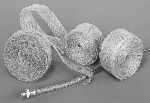 KNITTED CONDUCTIVE GASKETS ELECTROMES TAPE Laird ElectroMesh tape has a double layered strip of knitted wire mesh to provide effective EMI shielding and grounding for electrical and electronic cable