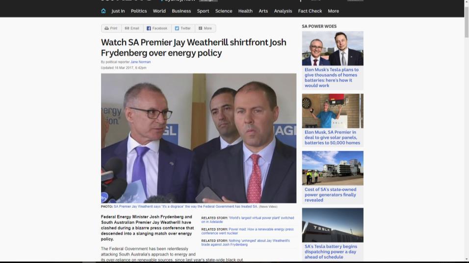 Political squabbles Is this a bit awkward?", Mr Frydenberg is asked. "It's about to be," Mr Weatherill whispers.