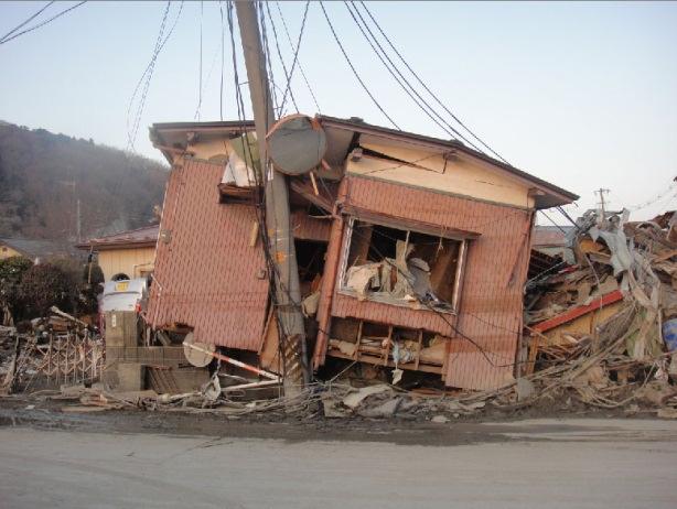 wooden houses that were produced by the tsunami.
