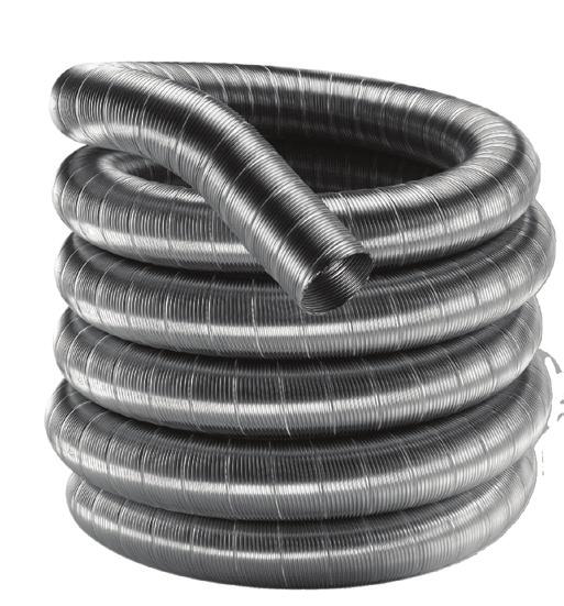 Stainless Steel Flexible Relining DuraFlex 304 DuraFlex 304 Stainless Steel Length Use with wood-pellet, non-condensing gas, wood-burning, and oil appliances.
