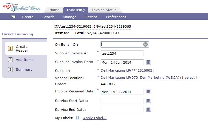 PO-based Invoice Step 1 Create Header Enter Invoice Number and Date Select Vendor Location