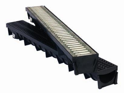 MEA DRIVE Drainage system made of recyclable PE and PP Plastics Galvanised slotted grating Accepts car