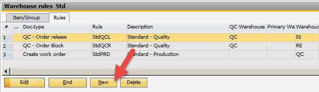 Define a name for the Warehouse Rules group. This only applies if Doc.Type is set to Group d. Type a Description for the Warehouse Rule e.