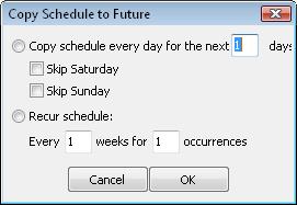 For recurring schedules, enter the frequency and number of occurrences ServiceLedger should schedule for.