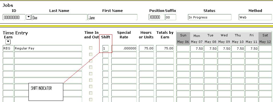 Shift Reporting Shift indicator on each code should always be 1, regardless of time of day worked.