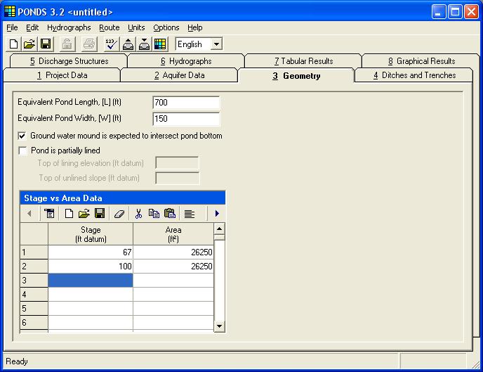 Exhibit 5 shows the Geometry Data input parameters.