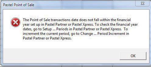 Note: Should you continue to receive this message after updating all the batches, contact your Sage Pastel Dealer or the Sage Pastel Support Line.