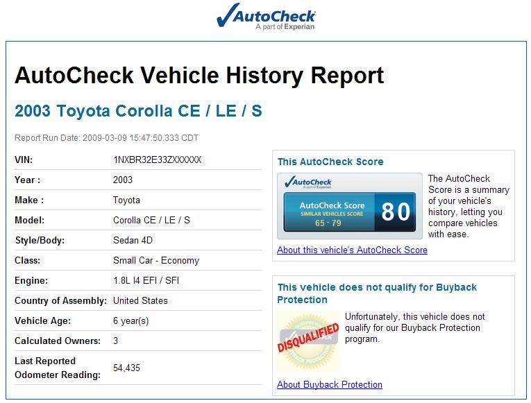 or Use AutoCheck How good are your vehicles?